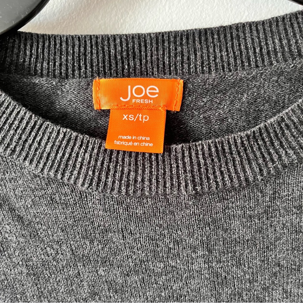 JOE FRESH Women's Sweater Gray Frenchie French Bulldog Cotton Wool XS - Picture 4 of 4